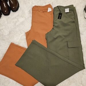 Olive Green and Orange Women's Pants